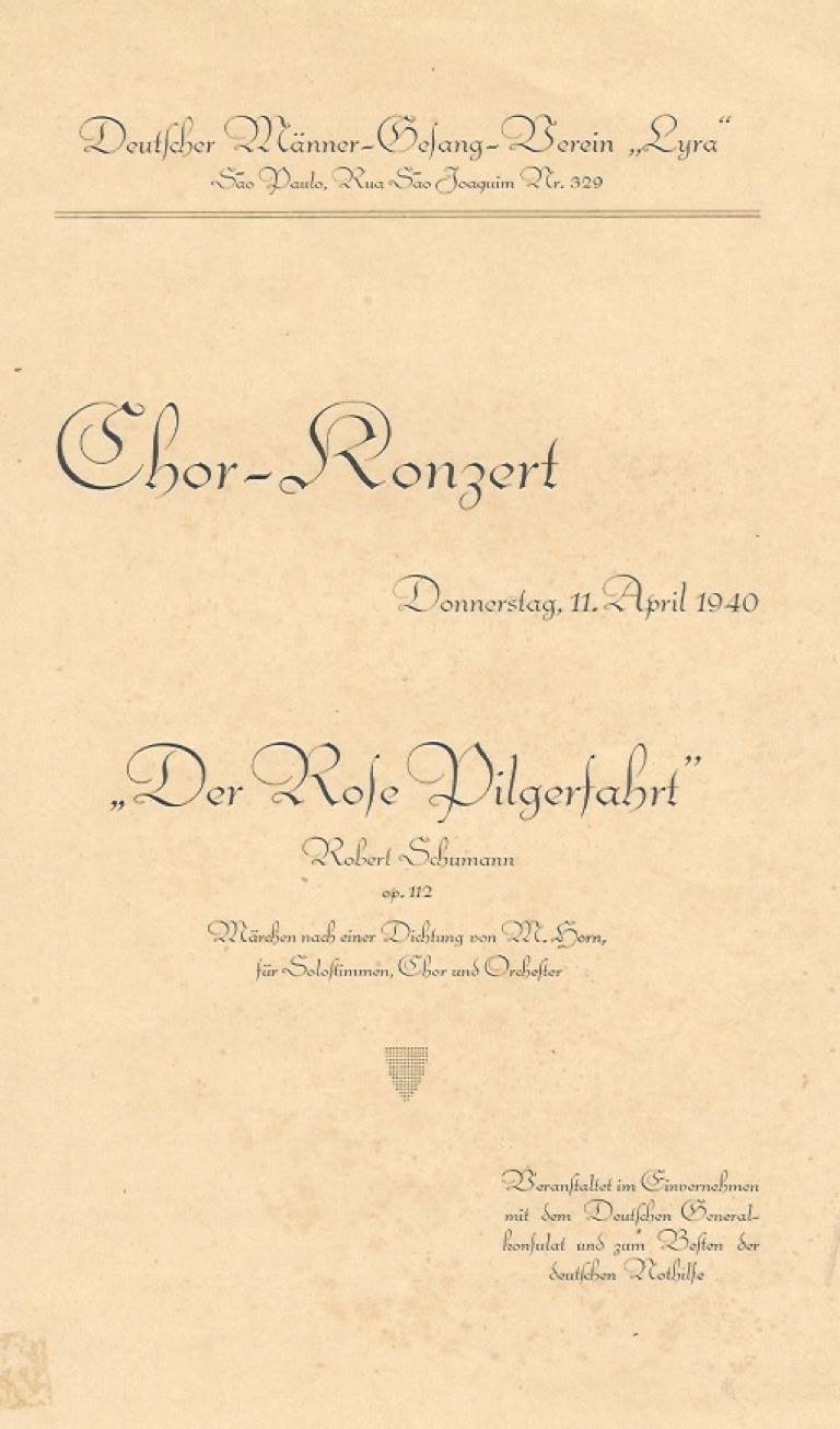 Der Rose Pilgerfahrt von R. Schumann in S. Paulo 1940. Archiv ISMPS. Copyright
